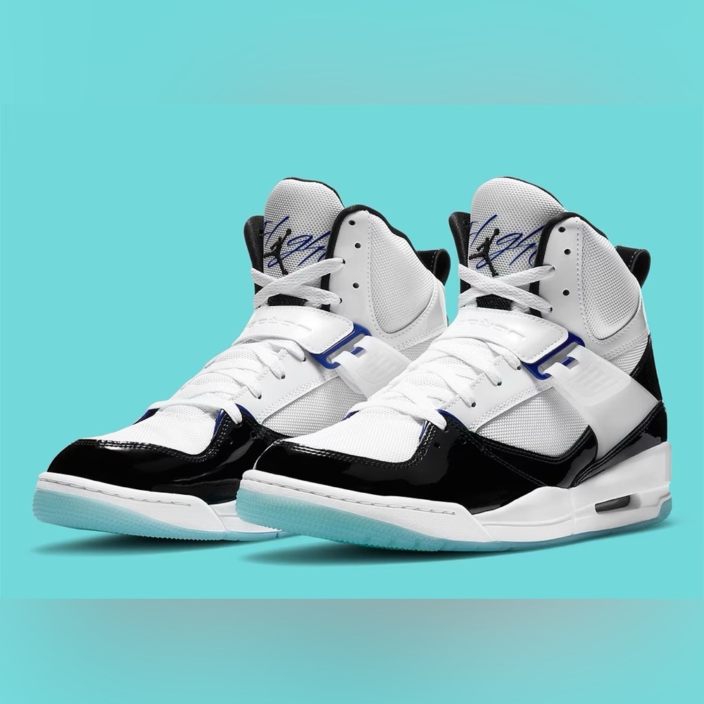 Fair Youth Size 4.5Y Air Jordan Flight 45 High Concord GS Sneakers White/Black - Picture 1 of 14